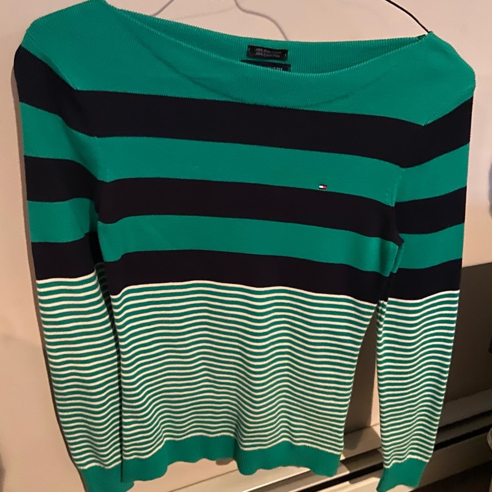 Tommy Hilfiger Green and navy blue  Knit Sweater top